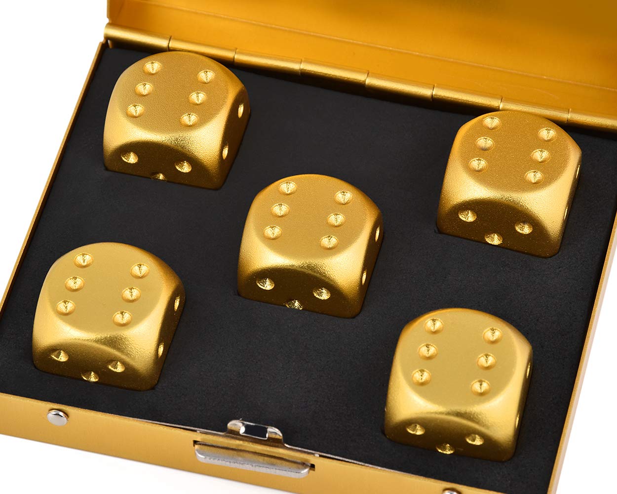 16mm Gold Aluminum Alloy Dice Set (5 Pieces) with Portable Case – DS.DISTINCTIVE STYLE