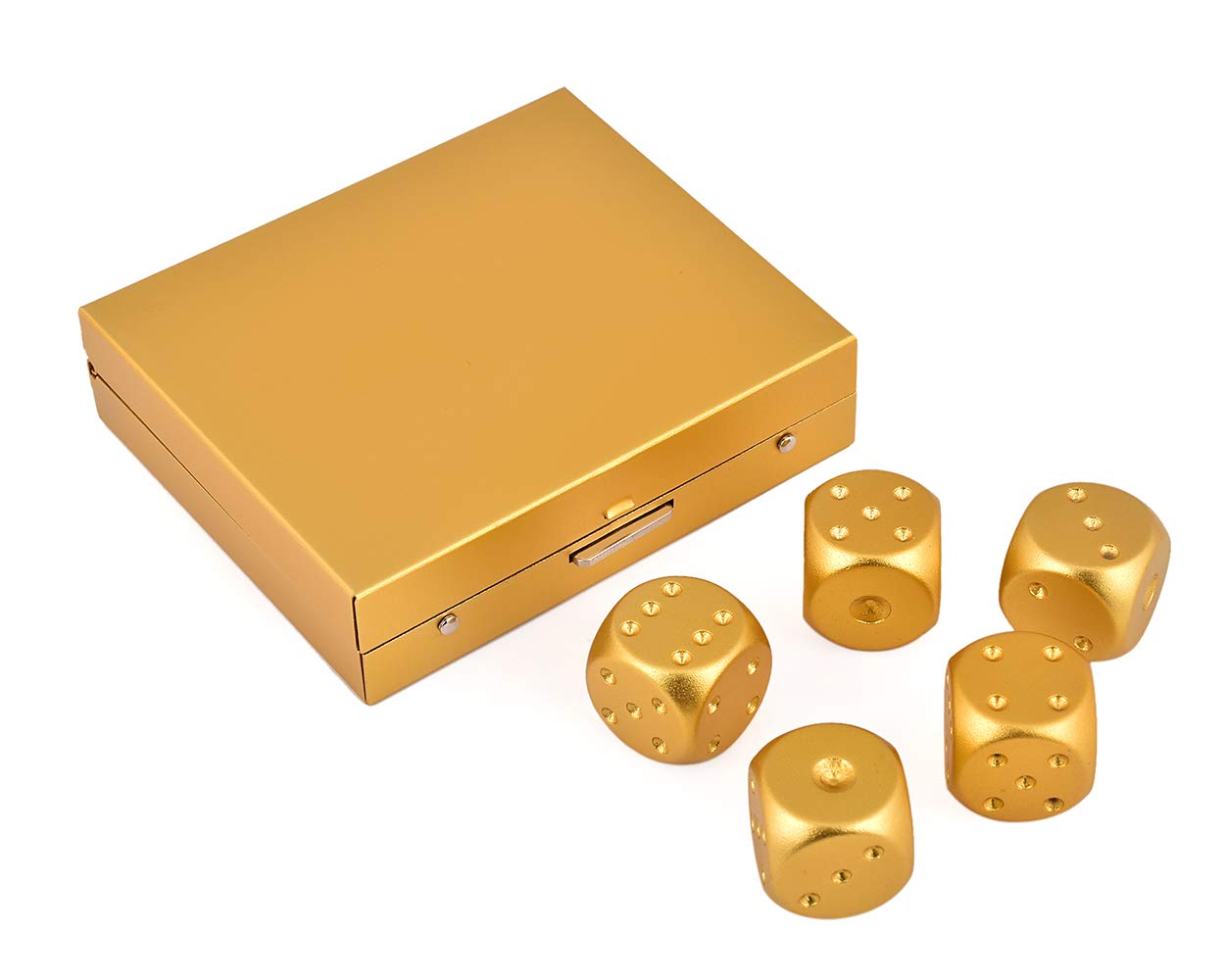 16mm Gold Aluminum Alloy Dice Set (5 Pieces) with Portable Case – DS.DISTINCTIVE STYLE