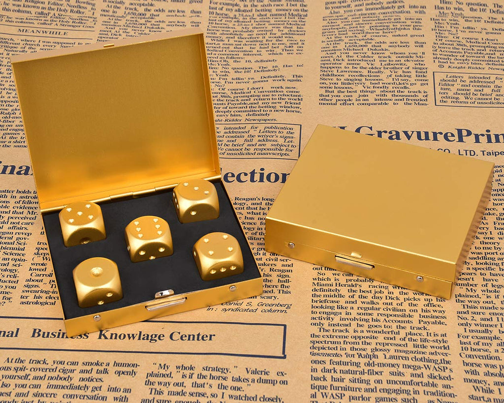 16mm Gold Aluminum Alloy Dice Set (5 Pieces) with Portable Case – DS.DISTINCTIVE STYLE