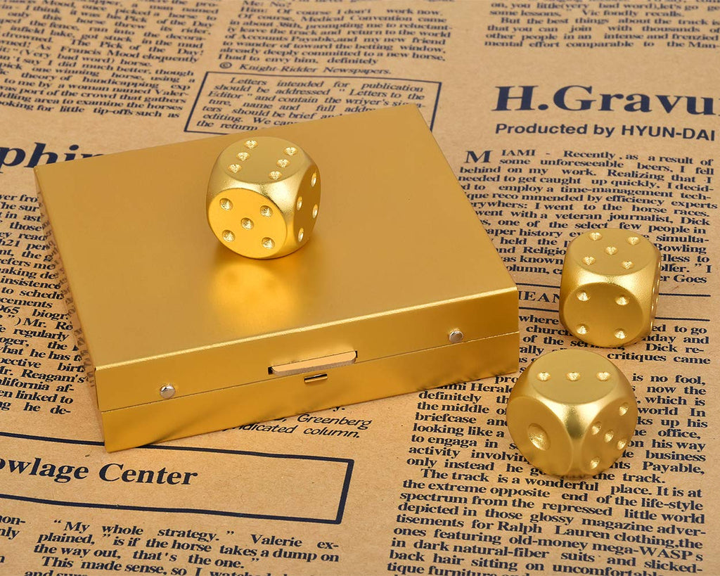 16mm Gold Aluminum Alloy Dice Set (5 Pieces) with Portable Case – DS.DISTINCTIVE STYLE