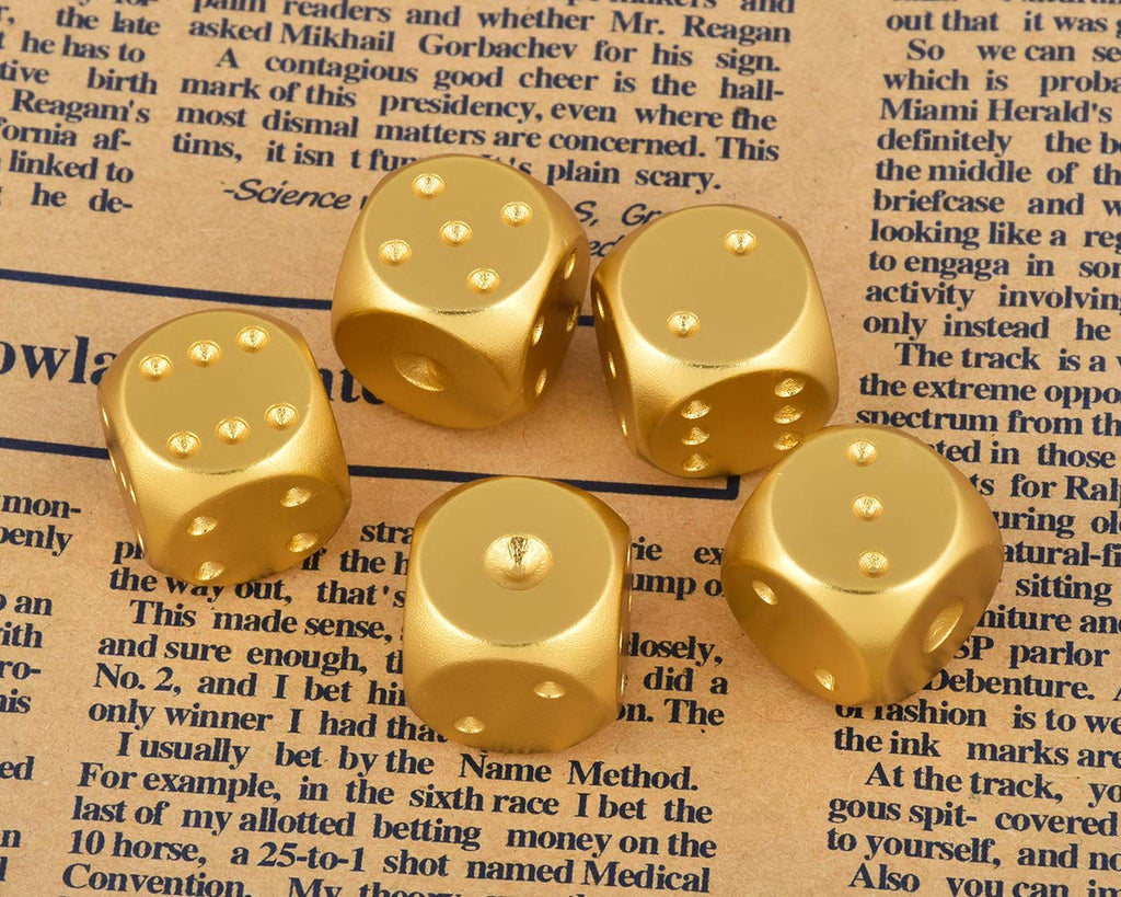 16mm Gold Aluminum Alloy Dice Set (5 Pieces) with Portable Case – DS.DISTINCTIVE STYLE