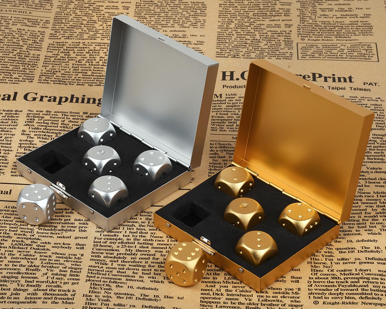 16mm Gold Aluminum Alloy Dice Set (5 Pieces) with Portable Case – DS.DISTINCTIVE STYLE