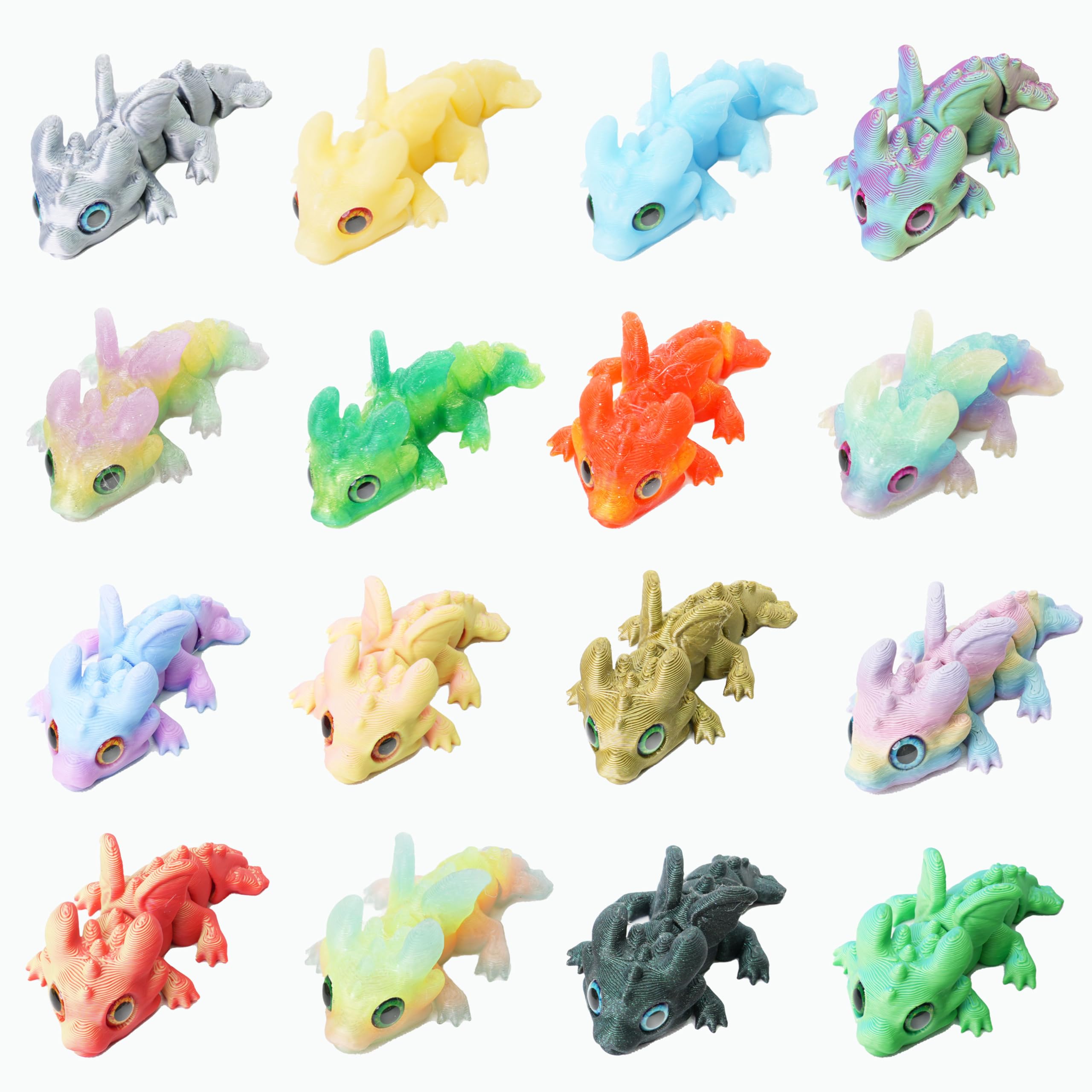 16Pcs Articulated Dragon Bulk - 3D Printed Fidget Toys, Classroom Rewards, Easter Basket Stuffers