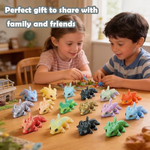 16Pcs Articulated Dragon Bulk - 3D Printed Fidget Toys, Classroom Rewards, Easter Basket Stuffers