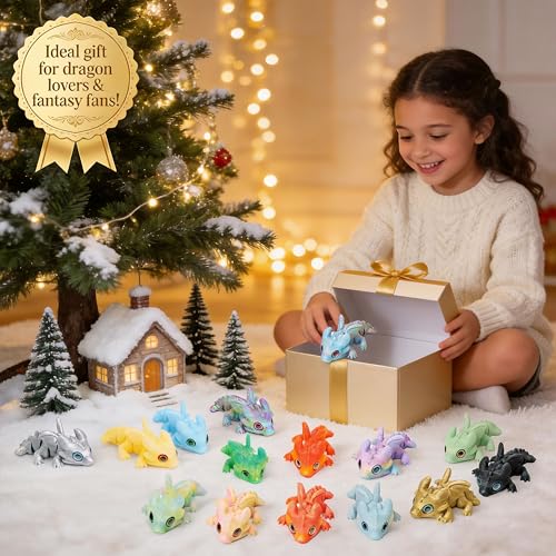 16Pcs Articulated Dragon Bulk - 3D Printed Fidget Toys, Classroom Rewards, Easter Basket Stuffers