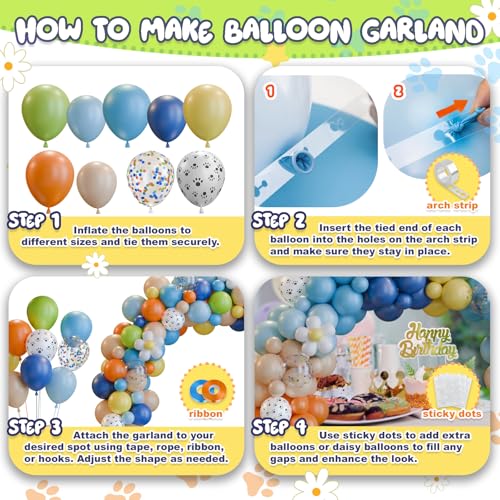 170-Piece Blue Dog Balloon Arch Kit for Birthday, Baby Shower & Puppy Parties