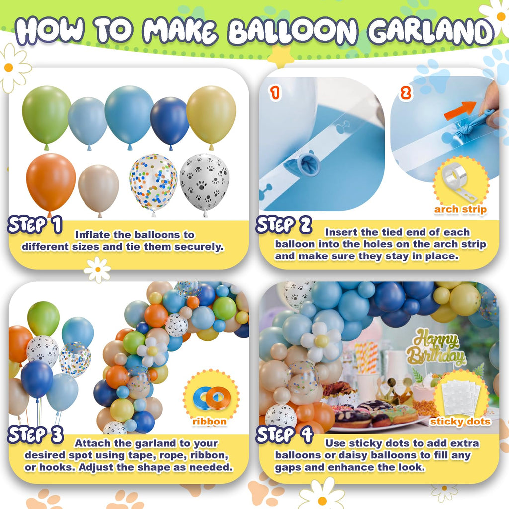 170-Piece Blue Dog Balloon Arch Kit for Birthday, Baby Shower & Puppy Parties