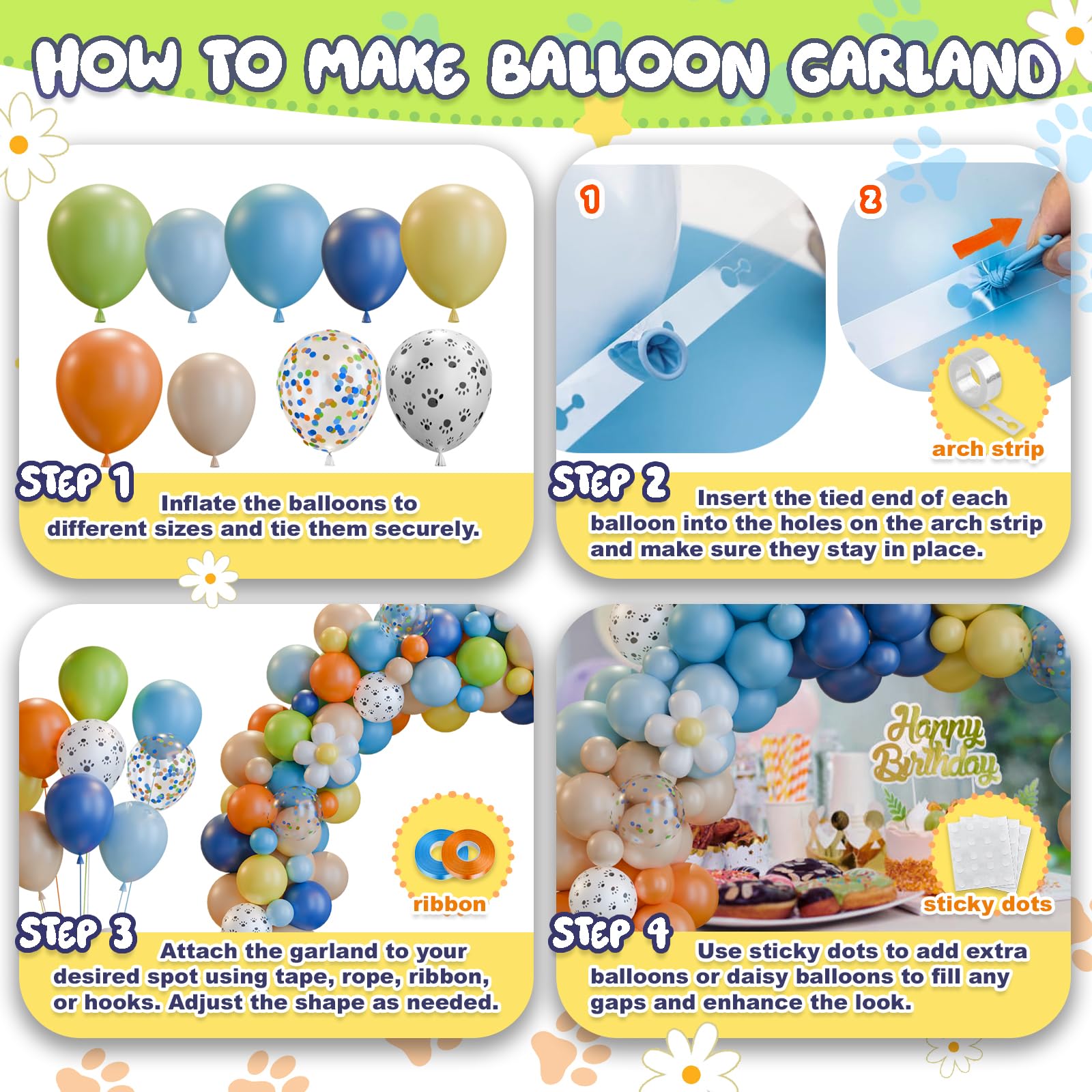 170-Piece Blue Dog Balloon Arch Kit for Birthday, Baby Shower & Puppy Parties
