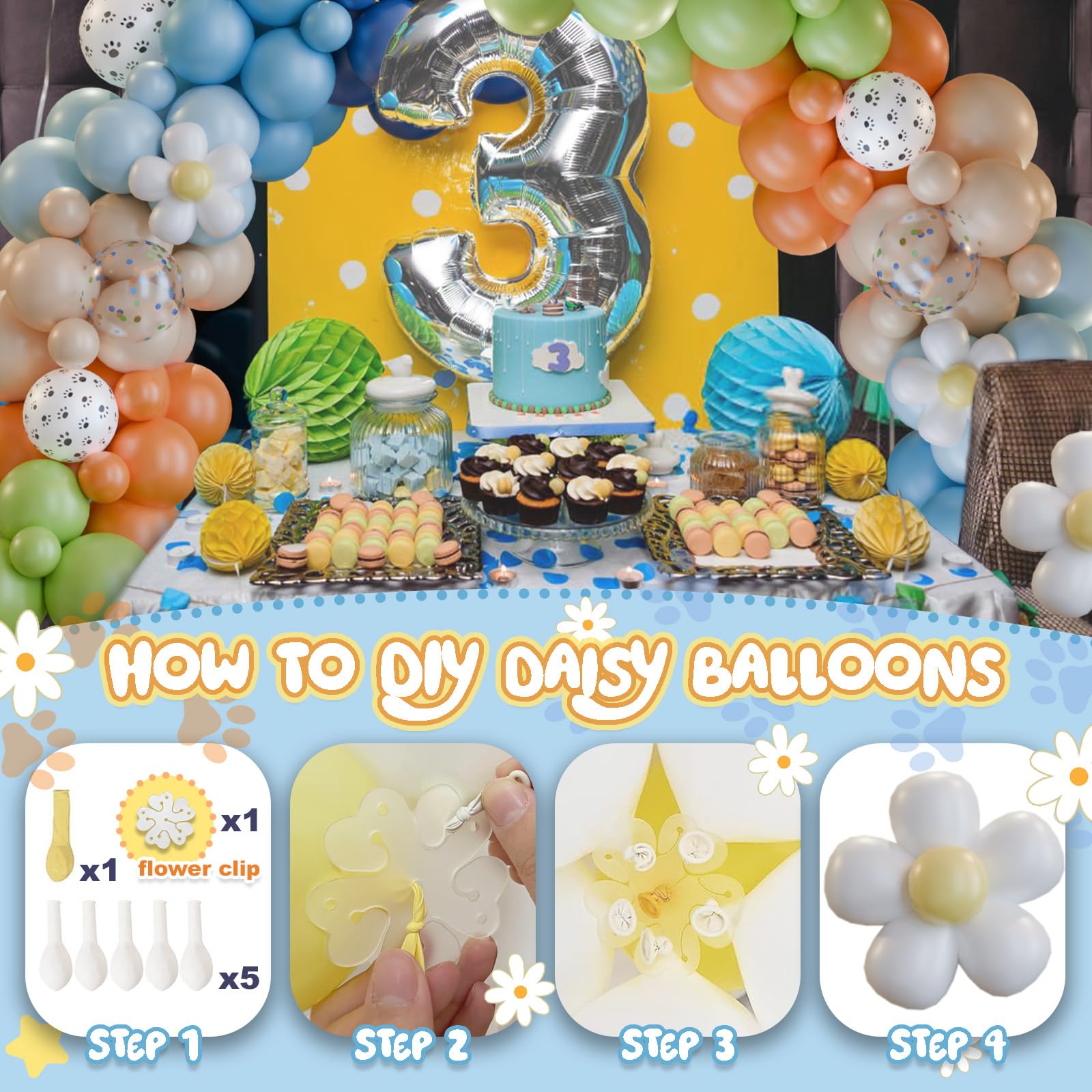 170-Piece Blue Dog Balloon Arch Kit for Birthday, Baby Shower & Puppy Parties