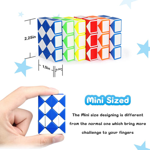 18-Pack Fidget Snake Cube Twist Puzzles – Mini Magic Snake Toy Bulk for Kids, Party Favors, Classroom Rewards, Sensory Toys (Random Colors)