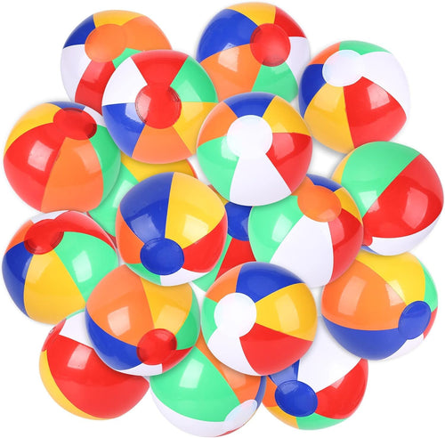 18-Pack Inflatable Beach Balls – 8-Inch Rainbow PVC Pool Toys for Summer Fun, Party Favors & Outdoor Games
