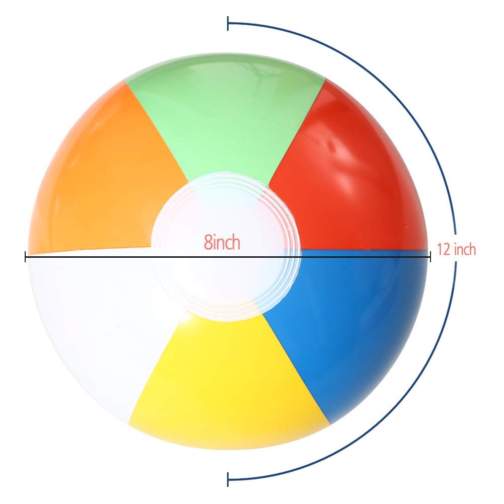 18-Pack Inflatable Beach Balls – 8-Inch Rainbow PVC Pool Toys for Summer Fun, Party Favors & Outdoor Games