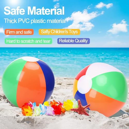 18-Pack Inflatable Beach Balls – 8-Inch Rainbow PVC Pool Toys for Summer Fun, Party Favors & Outdoor Games