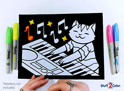 18 Silly Kitties Fuzzy Coloring Posters – No-Mess Velvet Crafts for All Ages (Stuff2Color)