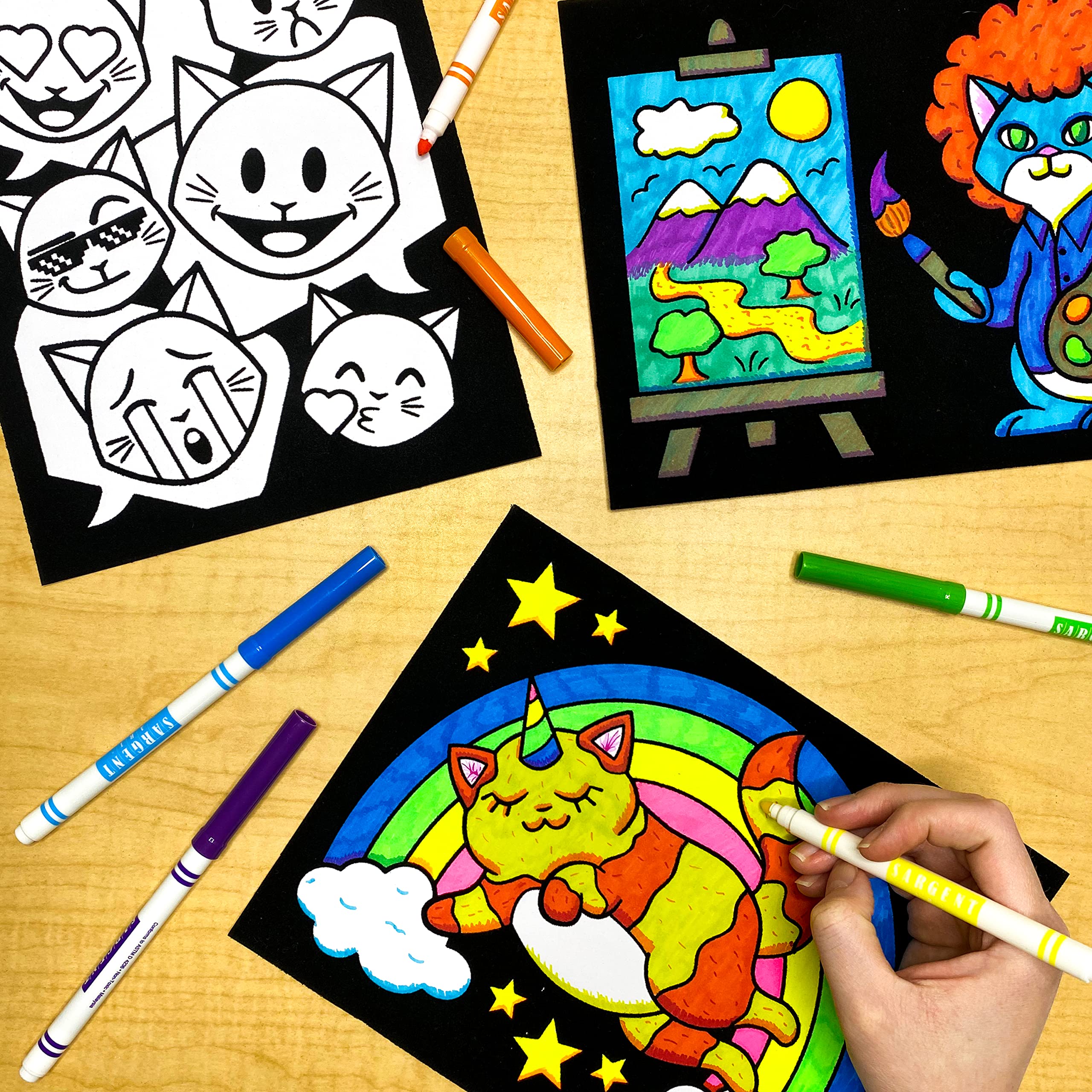 18 Silly Kitties Fuzzy Coloring Posters – No-Mess Velvet Crafts for All Ages (Stuff2Color)