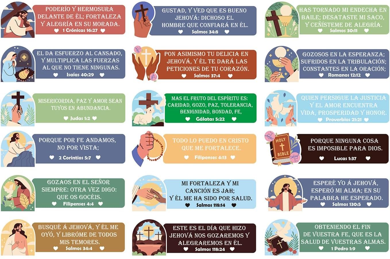 180 Spanish Bible Verse Stickers – Inspirational Scripture Decals in Español, A4 Sheets, Matte Finish, Christian Faith Motivational Stickers for Journals, Gifts, Church