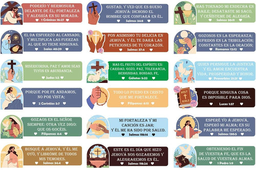 180 Spanish Bible Verse Stickers – Inspirational Scripture Decals in Español, A4 Sheets, Matte Finish, Christian Faith Motivational Stickers for Journals, Gifts, Church