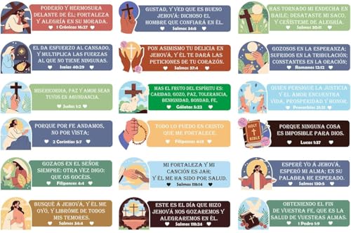 180 Spanish Bible Verse Stickers – Inspirational Scripture Decals in Español, A4 Sheets, Matte Finish, Christian Faith Motivational Stickers for Journals, Gifts, Church