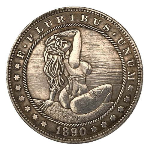 1890 Morgan Commemorative Silver-Plated Brass Coin – Collectible Replica in Protective Case