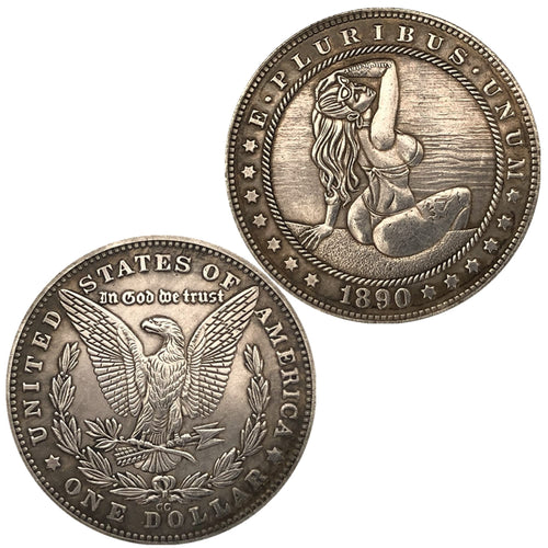 1890 Morgan Commemorative Silver-Plated Brass Coin – Collectible Replica in Protective Case
