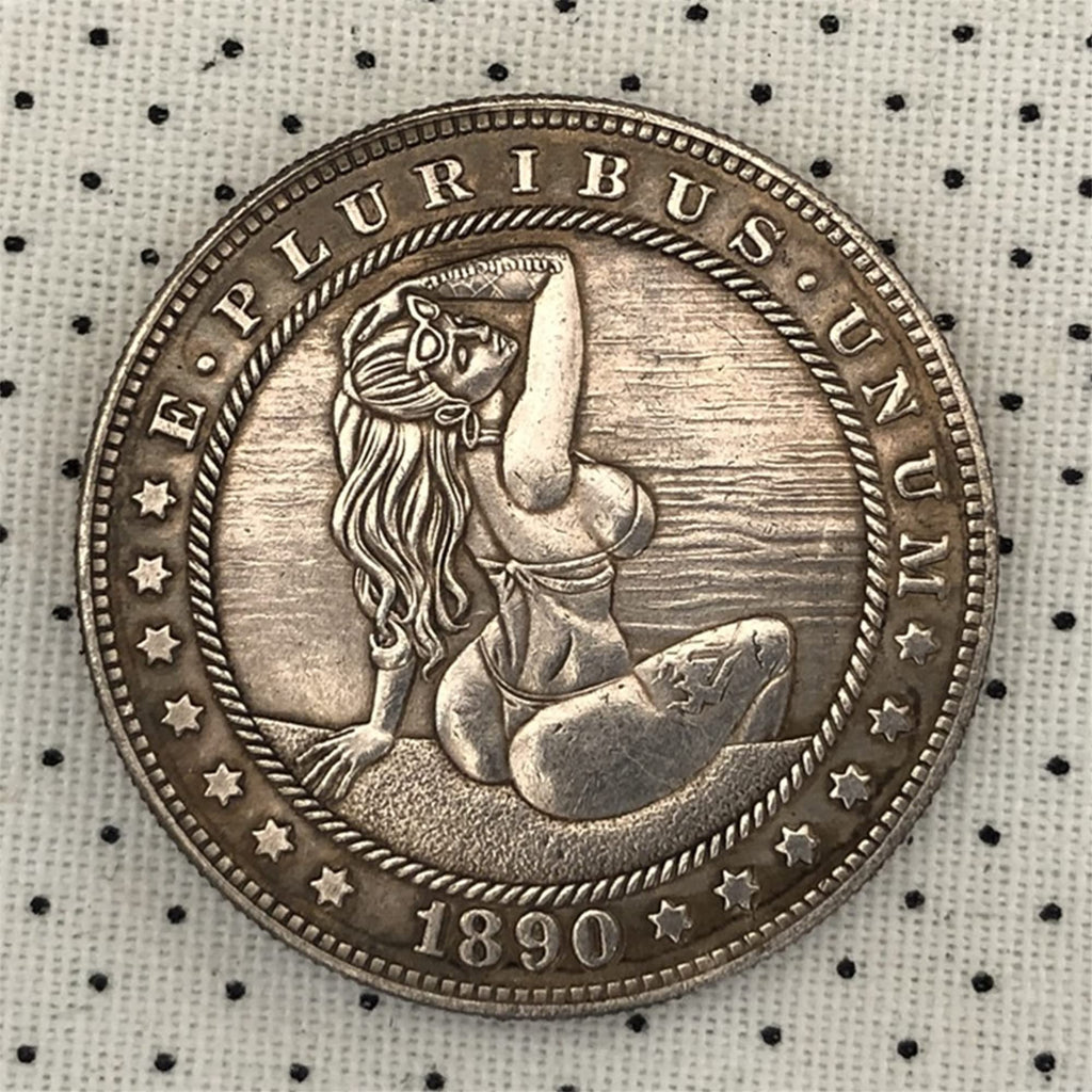 1890 Morgan Commemorative Silver-Plated Brass Coin – Collectible Replica in Protective Case