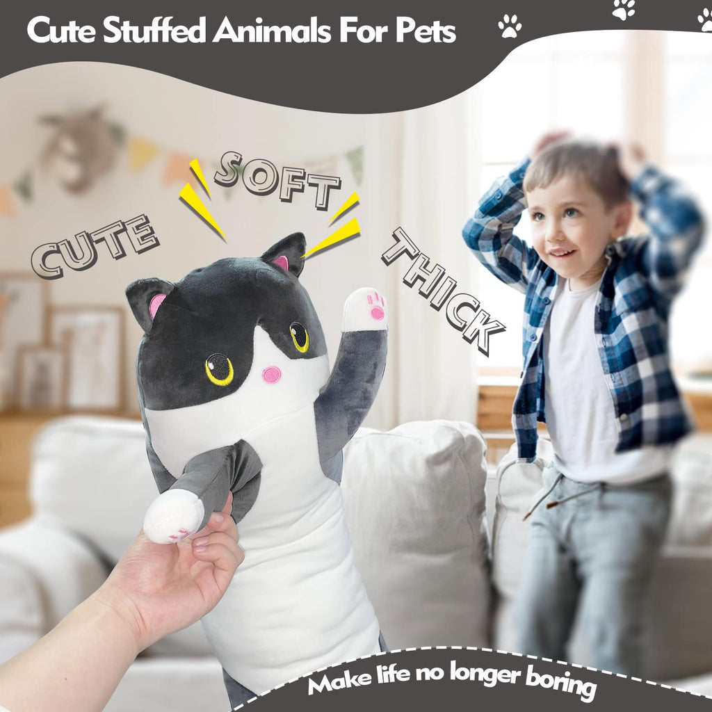 19.6in Long Cat Plush Pillow - Black Cat Plushie Stuffed Animal, Kawaii Body Pillow Gift