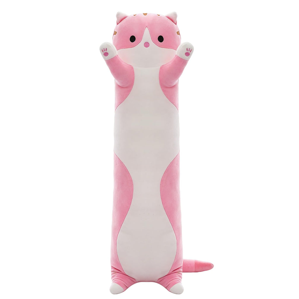 19.7-Inch Long Cat Plush Body Pillow – Soft Stretchy Fabric, Machine Washable Kawaii Cat Stuffed Animal for Kids and Travel