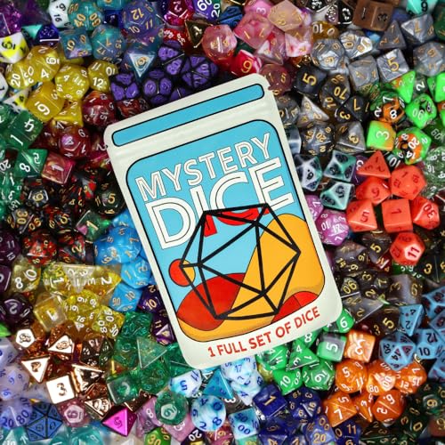 1985 Games Mystery Dice Set – 7 Polyhedral Dice with Random Patterns for DND and RPGs