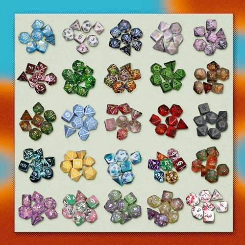 1985 Games Mystery Dice Set – 7 Polyhedral Dice with Random Patterns for DND and RPGs