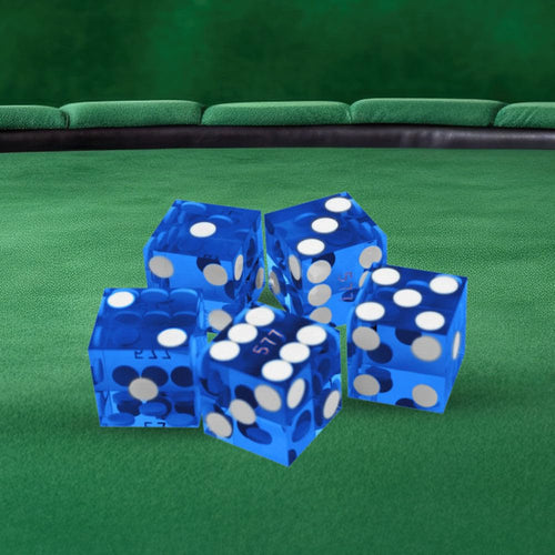 19mm Serialized Casino Dice Set – Sharp Edge, High-Polish Blue & White by Trademark Poker