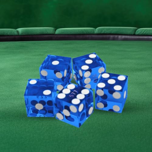 19mm Serialized Casino Dice Set – Sharp Edge, High-Polish Blue & White by Trademark Poker