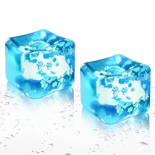 2 Blue Stress Cube Fidget Toys with Snowflakes – TPR Squeeze Balls for Adults and Teens