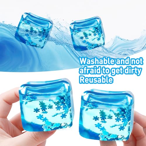 2 Blue Stress Cube Fidget Toys with Snowflakes – TPR Squeeze Balls for Adults and Teens