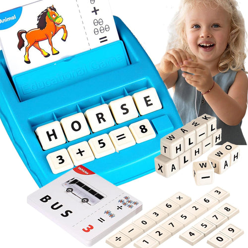 2-in-1 Matching Letter Game for Kids – Alphabet Spelling & Number Counting Toy (Light Blue)