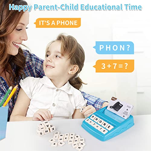 2-in-1 Matching Letter Game for Kids – Alphabet Spelling & Number Counting Toy (Light Blue)