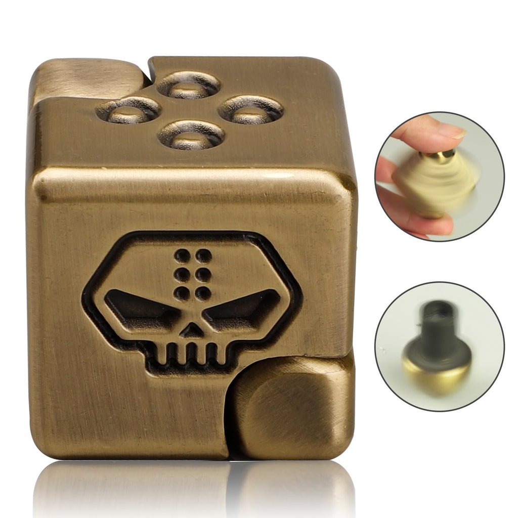 2-in-1 Metal Infinity Cube Fidget Spinner with Magnetic Dice Tops – Stress Relief Desk Toy for Adults and Kids