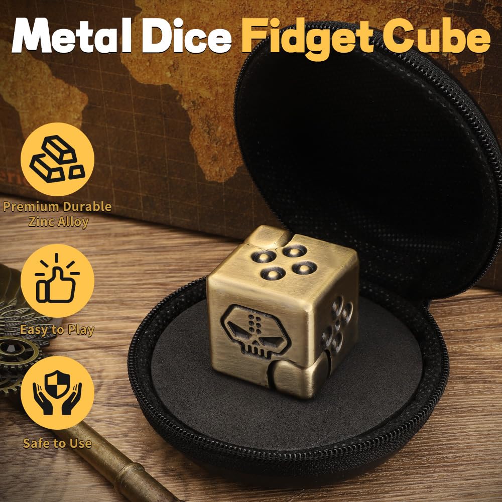 2-in-1 Metal Infinity Cube Fidget Spinner with Magnetic Dice Tops – Stress Relief Desk Toy for Adults and Kids
