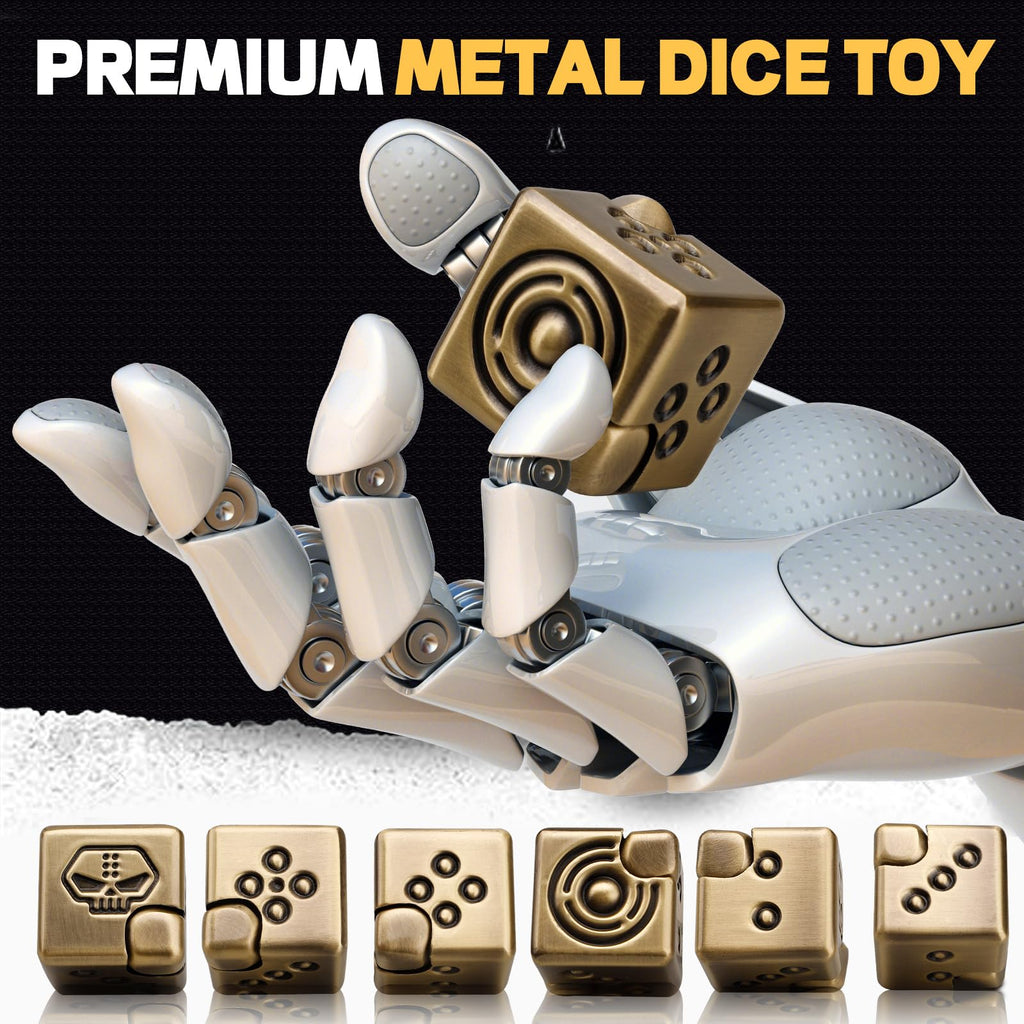 2-in-1 Metal Infinity Cube Fidget Spinner with Magnetic Dice Tops – Stress Relief Desk Toy for Adults and Kids