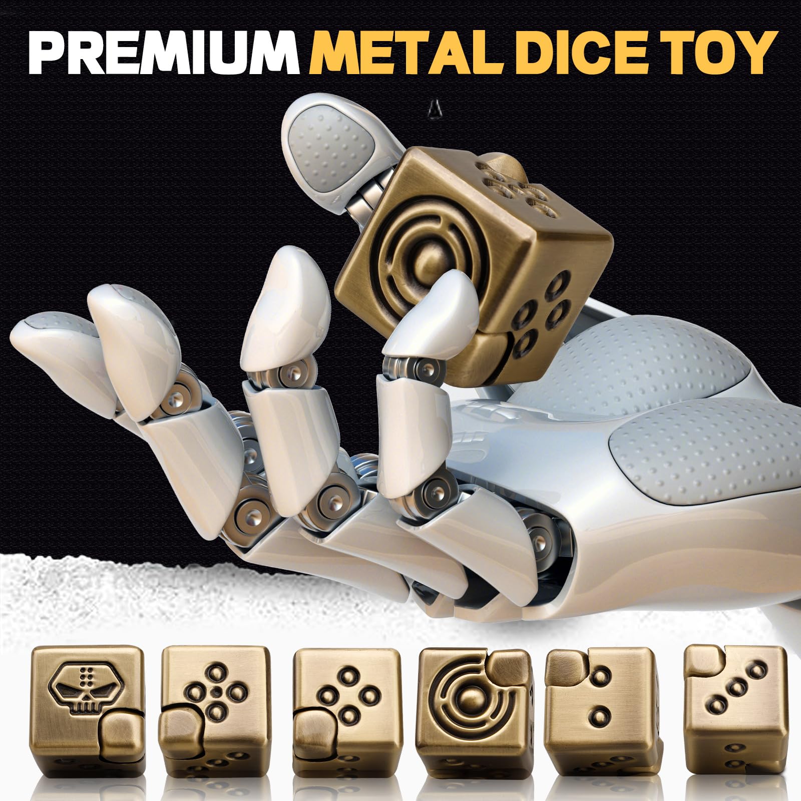 2-in-1 Metal Infinity Cube Fidget Spinner with Magnetic Dice Tops – Stress Relief Desk Toy for Adults and Kids
