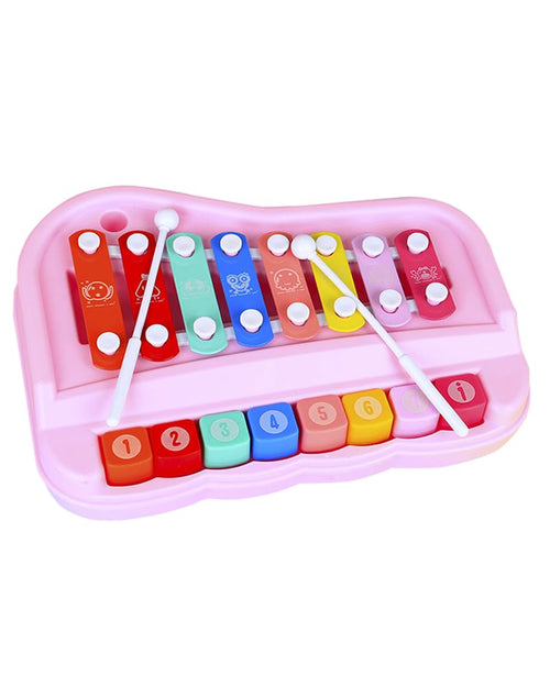 2-in-1 Piano Xylophone for Toddlers, 8 Key Musical Toy with Mallets (Pink)