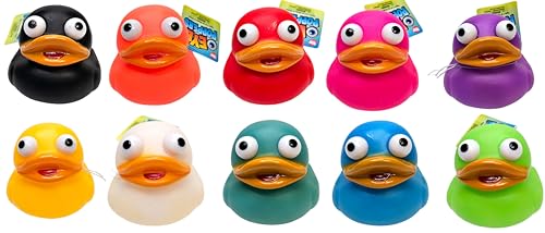 2-Inch Ducky Eye Poppers (10 Pack) – Rubber Squeeze Toys for Carnival Prizes, Party Favors, Bath Time & Jeep Ducking