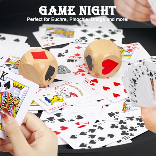 2-Inch Wooden Trump Marker Dice for Euchre, Pinochle, Bridge – Large Set with Storage Box