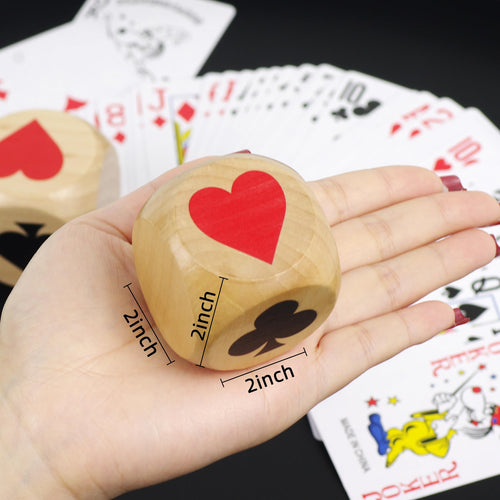 2-Inch Wooden Trump Marker Dice for Euchre, Pinochle, Bridge – Large Set with Storage Box