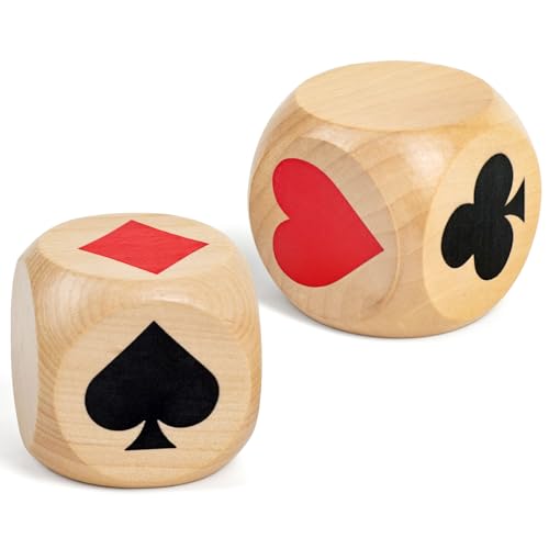 2-Inch Wooden Trump Marker Dice for Euchre, Pinochle, Bridge – Large Set with Storage Box