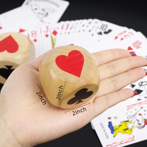 2-Inch Wooden Trump Marker Dice for Euchre, Pinochle, Bridge – Large Set with Storage Box