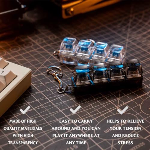 2 Keyboard Fidget Toys with LED Lights - Black & White Stress Relief Clicker Keychains