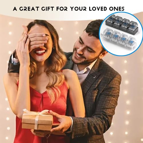 2 Keyboard Fidget Toys with LED Lights - Black & White Stress Relief Clicker Keychains