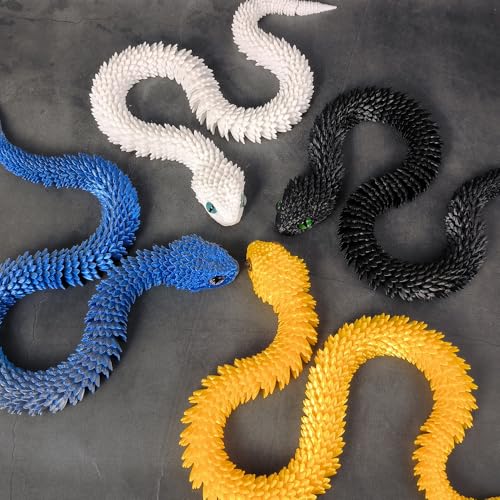2-Pack 18" 3D Printed Snakes – Articulated, Poseable PLA Figures in Gold & Blue Silver