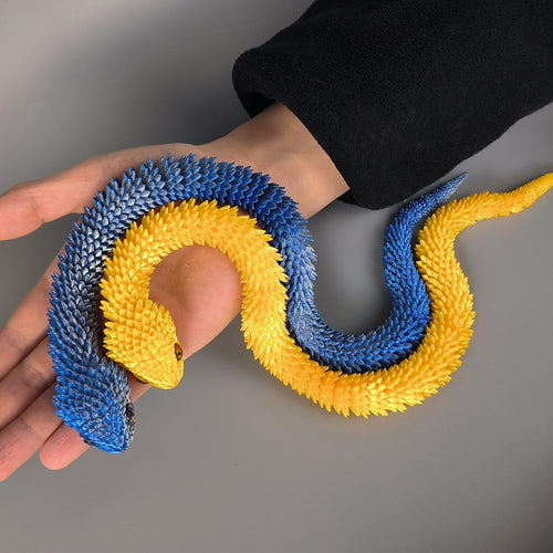 2-Pack 18" 3D Printed Snakes – Articulated, Poseable PLA Figures in Gold & Blue Silver