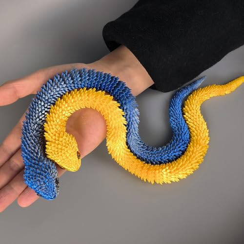 2-Pack 18" 3D Printed Snakes – Articulated, Poseable PLA Figures in Gold & Blue Silver